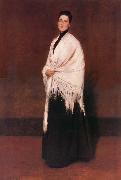 William Merritt Chase The lady wear white shawl painting